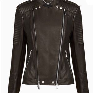 BCBG Maxazris Blake Zip-Front Leather Jacket NWOT